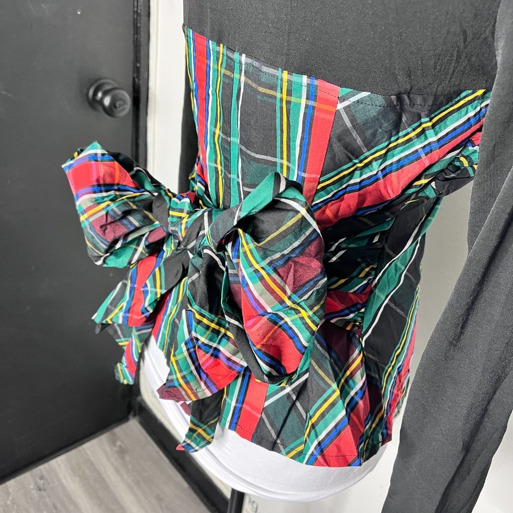 NWT New York & Company Green Red Plaid Bustier Blouse Size S - Picture 6 of 10